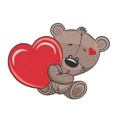 Cute Teddy Bear with Heart Embroidery Design: Perfect for Valentine's Day and Baby Shower Gifts, Cute Animal