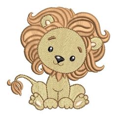 Adorable Lion Cub Embroidery Design: Perfect for Jungle-Themed Nurseries and Baby Shower Gifts, Cute Animal