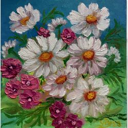 Daisy Painting Original Artwork Small Art Floral Oil Painting Flowers Original Art Bright Original Art Small Oil Artwork