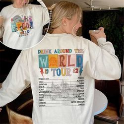 drinking around the world shirt, epcot world tour shirt, epcot center 1982 shirt, epcot food and wine checklist, theme p