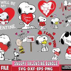 60 file snoopy valentines bundle svg, digital download