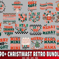 90 file christmast retro bundle svg, digital download