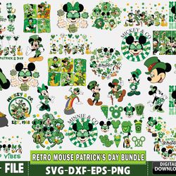 90 file retro mouse patricks day bundle svg, digital download