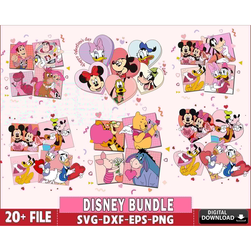 Disney valentines , pooh valentines , mickey valentines bundle svg.jpg