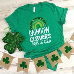 rainbow st. patricks day shirt, st. patricks clovers t-shirt, irish lucky shirt, shamrock shirt, happy st patrick's day