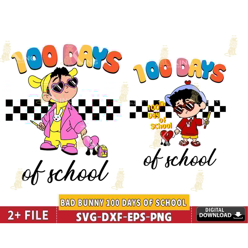 Bad Bunny 100 Days of School svg , Benito 100 Days Smart.jpg