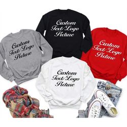 custom text logo picture sweatshirts, personalized crewneck trendy cute womens sweatshirt vintage,matching family sweats