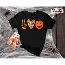Halloween Shirt Women, Peace Love Pumpkin Shirt, Halloween Shirt, Peace Love Halloween Shirt, Halloween Pumpkin, Hallowe