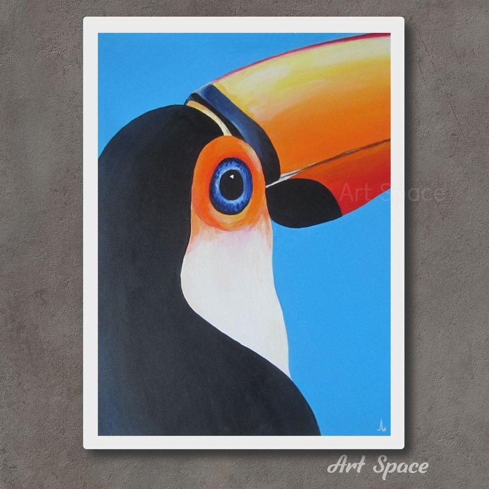 toucan-blue picture-bird-acrylic picture-canvas picture-small picture-animal-bright picture-illustration-painting acrylic-1.jpg