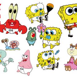 baby SpongeBob svg, Squarepants svg, Patrick Star svg, Squidward Tentacles svg png