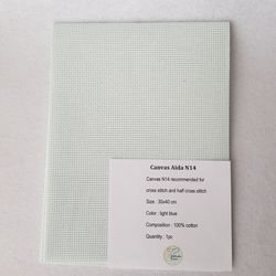 14 count AIDA canvas for cross stitsh, light blue fabric for embroidery, fabric needlework