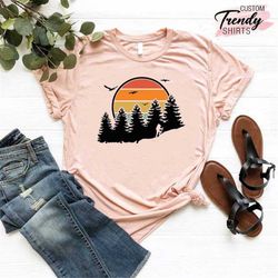 retro sunset shirt, mountain shirt, nature lover gift, womens camping shirt, mens camping shirt, hiking gifts, hiker gif