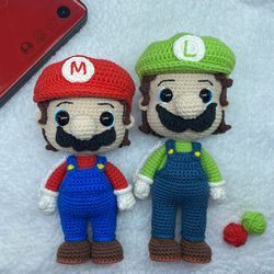 Crochet pattern | Plumbers and Pipes Amiguru, PDF CROCHET PATTERN Mario and Luigi Fan Art Dolls, Gamer Crochet, Gift