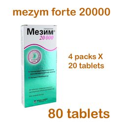 Mezym Forte 20000- 80 tablets Natural Enzyme Supplement - Helps Digestion, Helps Pancreatic