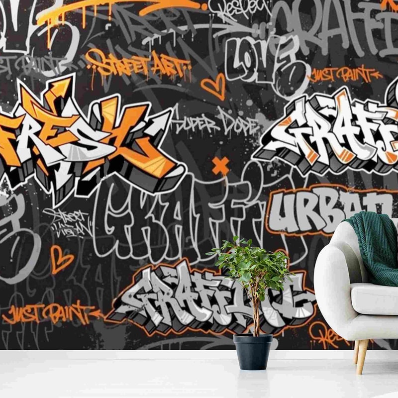 Vibrant Hip Hop Graffiti Mural Wallpaper - Urban Art Style Décor Vibrant Hip Hop Graffiti Mural Wallpaper - Urban Art Style Décor