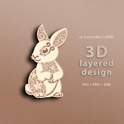 easter bunny, easter rabbit, 3d layered svg, floral flower bunny, floral flower rabbit, paper cut, papercut template