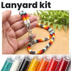 kit lanyard, crochet rope kit, handmade accessories, bead crochet kit, jewelry kit, diy key holder, crafts supplies, diy