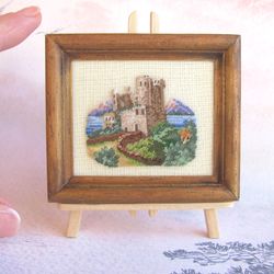 Embroidery kit for a miniature tapestry for a dollhouse "Castle by the Sea" in 1/12 scale