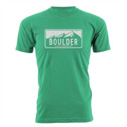 boulder colorado license plate unisex short sleeve t-shirt, flat irons shirt for women and men