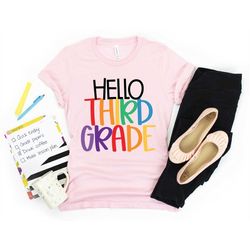 school teacher shirt hello third 3rd grade tee t-shirt minimalist womens unisex elementary back to school first day