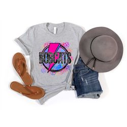 team spirit shirt bobcats retro bright lightning leopard circle mom parent gift short-sleeve unisex tshirt unisex tee fo