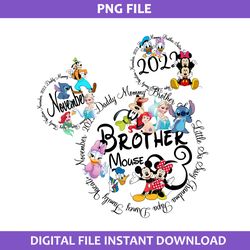 november  2022 brother mouse png, disney family vacation png, disney png digital file