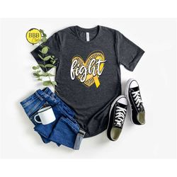 fight cancer shirt, warrior shirt, cancer support shirt, childhood cancer shirts, yellow ribbon shirt, yellow fight hear