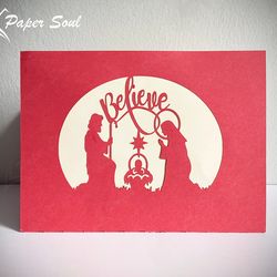 Nativity scene pop-up card template | Pop-up Nativity card SVG | 3D nativity scene SVG | Christmas card SVG | papercraft