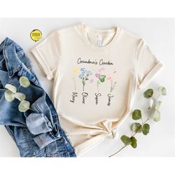 personalized grandma's garden t-shirt, grandma with kids name shirt, custom grandma shirt,grandma gift,gift for grandkid