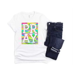 easter shirt pray bright leopard unisex tee cute gift for her encouraging inspiring christian shirt