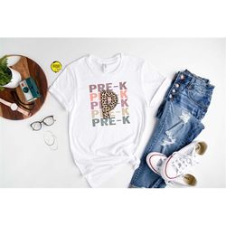 custom leopard print pre-k shirt, custom teacher shirt, custom school shirt, back to school shirt, preschool shirt, kind