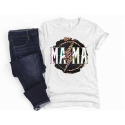 cute mom shirt mama leopard lightning circle unisex tee cute gift for her mother's day