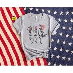 4th july skeletons shirt, patriotic shirt, america shirt, freedom shirt, fourth of july shirt, american flag shirt, funn