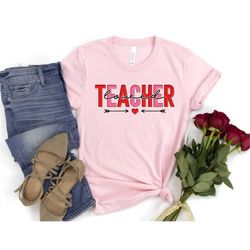 valentine's day shirt one loved teacher leopard groovy retro red pink heart tie dye leopard unisex tee cute gift for her