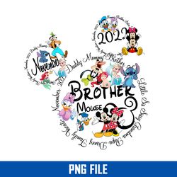 november 2022 brother mouse png, disney family vacation png, disney png digital file