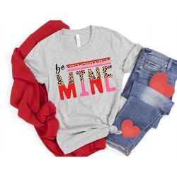 valentine's day shirt be mine half leopard groovy retro red pink heart tie dye leopard unisex tee cute gift for her funn