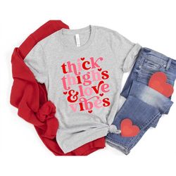 valentine's day shirt thick thighs and love vibes groovy retro red pink heart tie dye leopard unisex tee cute gift for h