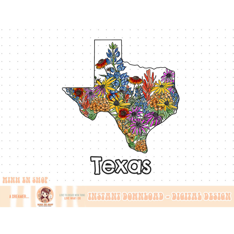 Texas Map Pride Tees Western Bluebonnet Flowers Texas State T-Shirt copy.jpg