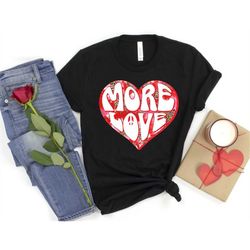 valentine's day shirt more love groovy retro red pink heart tie dye leopard unisex tee cute gift for her funny valentine