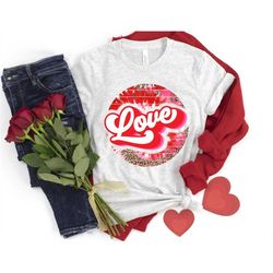valentine's day shirt love groovy retro red pink heart tie dye leopard unisex tee cute gift for her funny valentine