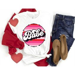 valentine's day shirt valentine babe retro red pink circle unisex tee cute gift for her funny valentine