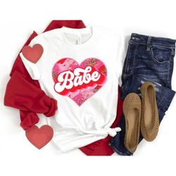 valentine's day shirt valentine babe retro red pink heart tie dye leopard unisex tee cute gift for her funny valentine