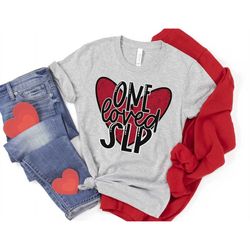 valentine's day shirt one loved slp (speech language pathologist) red heart unisex tee cute gift for her school
