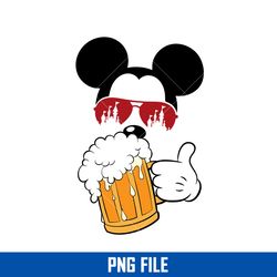 mickey beer mug png, mickey drinking beer png, mickey mouse png, disney png digital file
