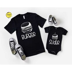 burger and slider men's shirt, dad and baby matching shirt, daddy and me shirt, baby shower shirt, cute kids shirt, fath