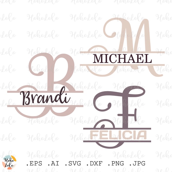 Split Monogram Svg Letters Alphabet Cricut files Stencil Tem | Inspire ...