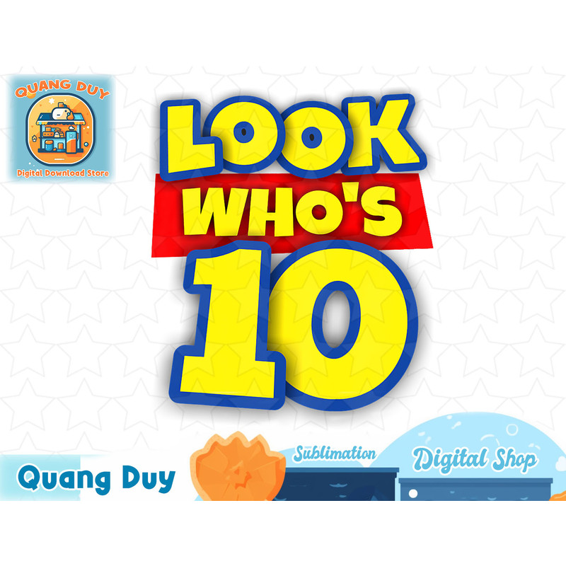 Kids 10 Year Old Birthday Party Toy Theme Boys Girls Look Whos 10 T-Shirt copy.jpg