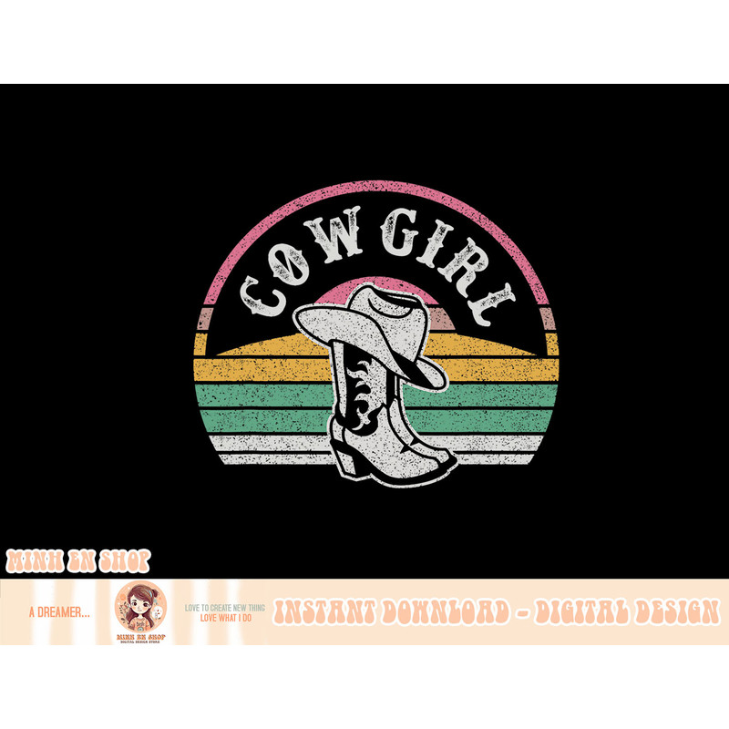 Vintage Retro Cowgirl Western Boots Hat Girls T-Shirt copy.jpg