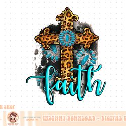 western boho christian turquoise leopard faith cross jesus png
