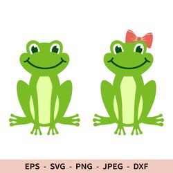 Cute frog Svg Kid File for Cricut Baby Frog Bow Clipart Dxf
